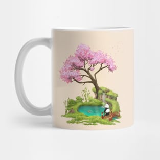 Panda in zen garden Mug